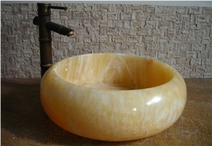 Chinese Yellow Onyx Round Sink,Yellow Honey Onyx Bathroom Sinks&Basins