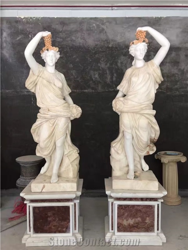 Colorful Marble Statue Polished,Cheap Handcraft Women Sculpture Lively