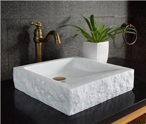 Crystal White Marble Rectangle Wash Basin,Nature Stone Vessel Sink