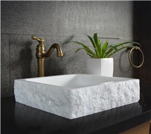 Crystal White Marble Rectangle Wash Basin,Nature Stone Vessel Sink