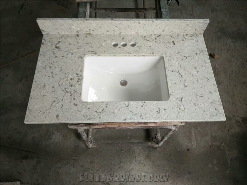 Custom Technistone Bathroom Tops Grey Quartz 37x22 Bathroom Countertop
