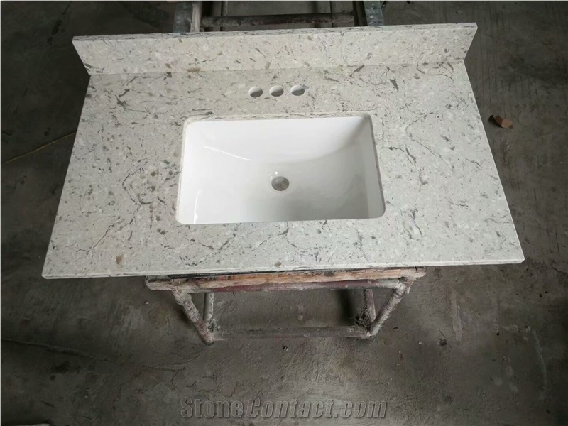 Custom Technistone Bathroom Tops Grey Quartz 37x22 Bathroom Countertop