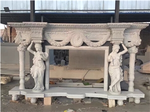 Fireplace Mantel,Handcarving Fireplace with Column and Women Sculpture