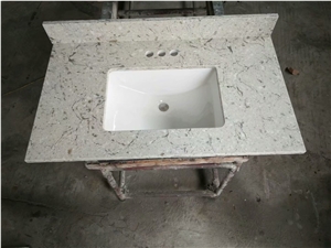 Full Set Bathroom Countertops Grey Quartz Bath Tops with Mounted Sink