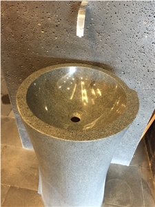 Grey Granite Bathroom Sinks,Hotel Pedestal Basins,Round Wash Basins