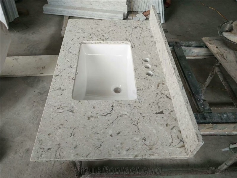 Grey Quartz Countertops for Bathroom 61x22 Inches Bathroom Countertops