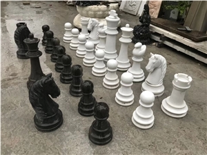 Hand Carved Marble Chess Set,Black&White Marble Chess