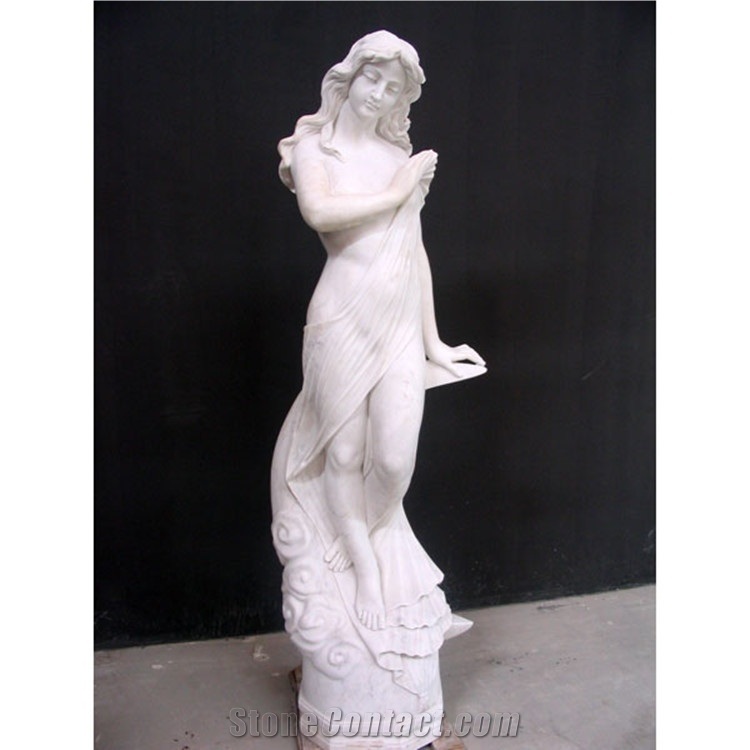 Hand Carved White Marble Statue,Women Natural Marble Sculptures
