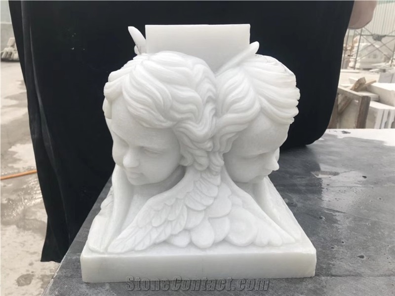 Handcarved Art Sculpture Stone Carving Angel Statue for Church