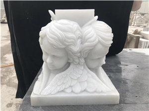 Handcarved Art Sculpture Stone Carving Angel Statue for Church