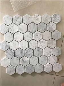 Hexagon White Marble Mosaic Wall Tile Kitchen Polished Mosaic