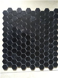 Honed Black Marble Kitchen Mosaic Tile Black Marquina