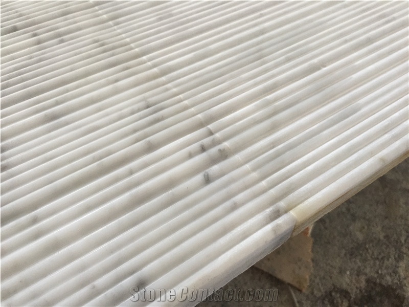 Italy White Marble Carrara Groove Line Finish Honed Wall Decoration