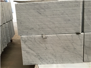 Italy White Marble Carrara Groove Line Finish Honed Wall Decoration