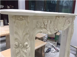 Marble Handcarving Flower Fireplace Mantel,Western Design Fireplaces