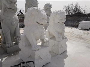 Marble Stone Lion Carving,Outdoor White Marble Lion Sculpture&Statue
