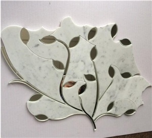 Marble Tile White Carrara with Mirror Leaf Pattern