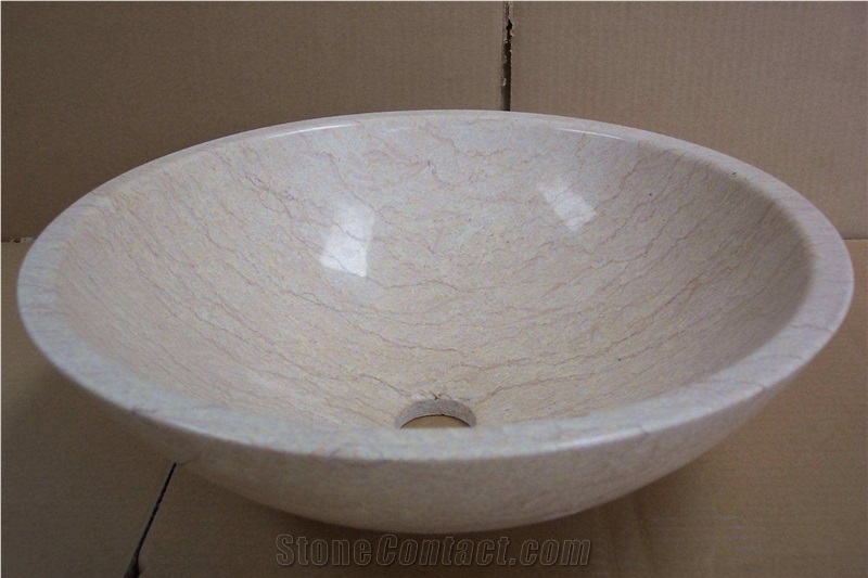 Natural Filetto Rosso Marble Stone Vessel Sinks,Wash Basins,Round Sink