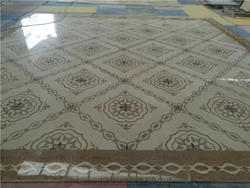 Natural Stone Marble Floor Waterjet Square Medallion