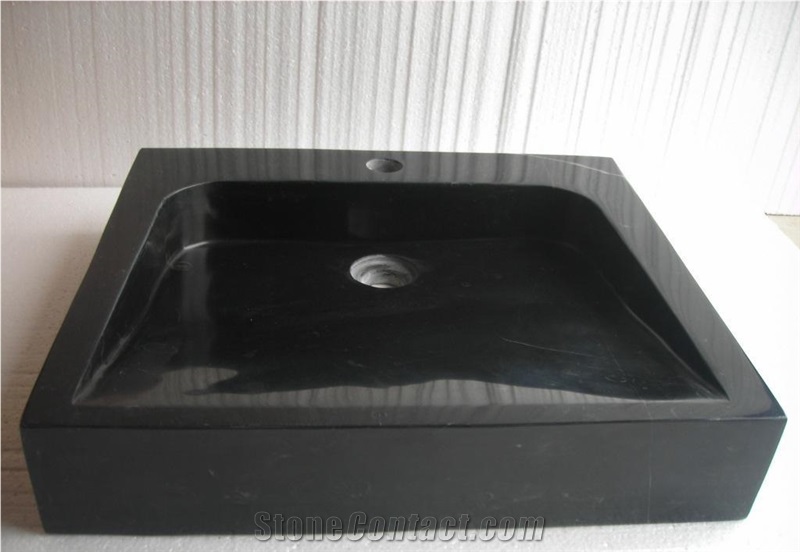 Polished Black Nero Marquina Marble Washroom Basin,Cheap Marble Sinks