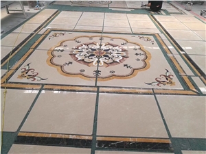 Project Flooring Decorative Square Medallions Marble Waterjet