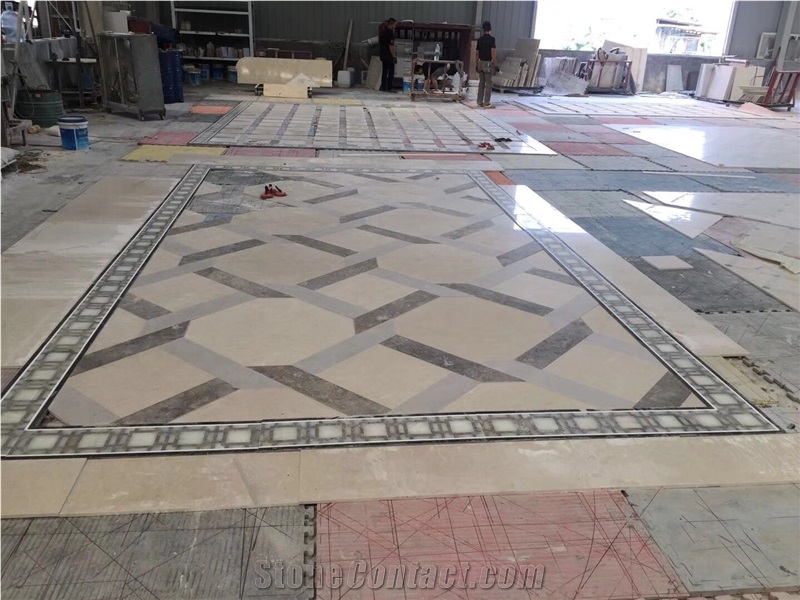 Project Flooring Decorative Square Medallions Marble Waterjet