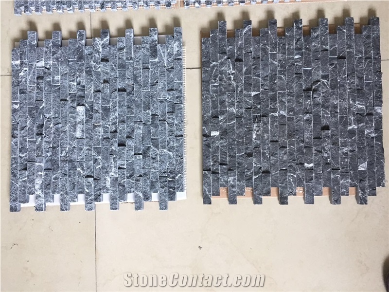 Split Black Chips Marble Mosaic Split Face Marquina Mosaic Tile