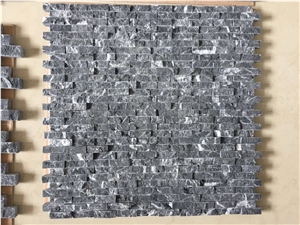 Split Face Marble Mosaic Tile Black Marquina Split Chips Wall Mosaic