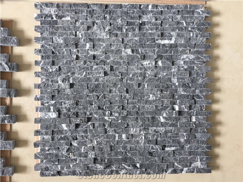 Split Marble Mosaic Black Marble Brick Mosaic for Wall