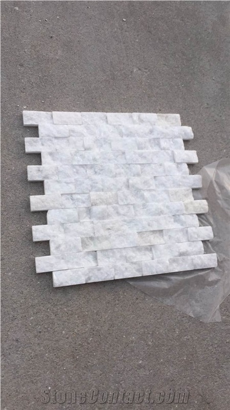 Split Marble Mosaic Tile Split Face White Marble Mosaic Tile for Wall