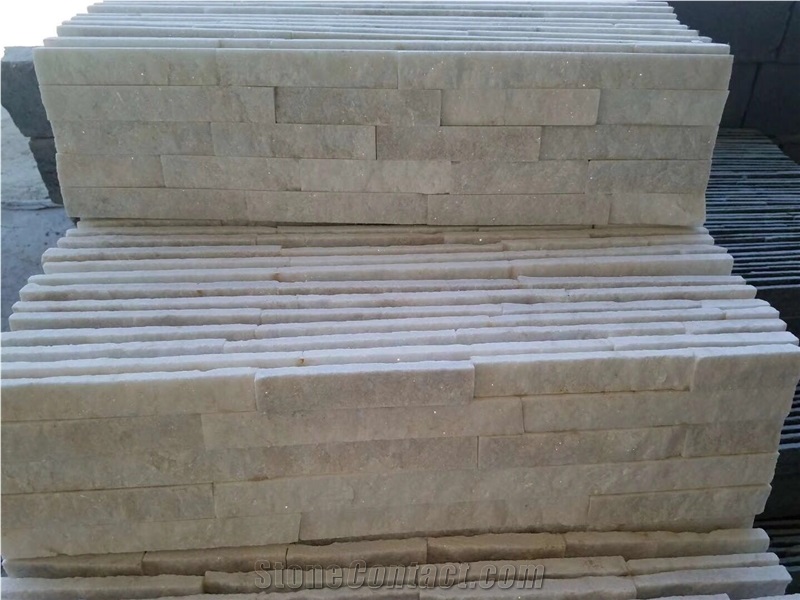 White and Black Quartzite Cultured Stone Panel Meshed