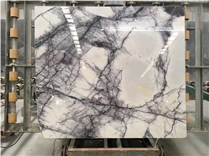 White Lilac Marble Slab Book Match Polished Wall Tile