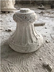 White Limestone Handcarved Flower Vase,Landscaping Planter Pot