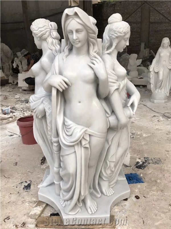 White Marble Lady Women Statues Handcarved Sculptures for Outdoor
