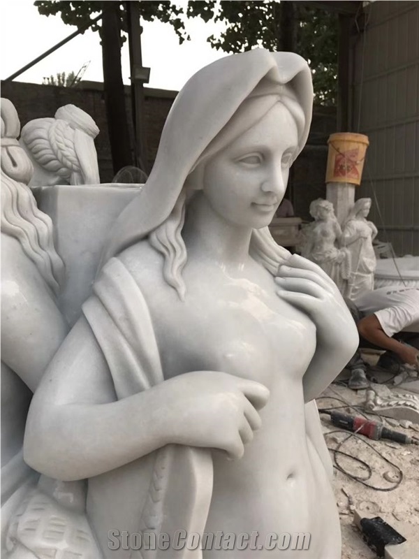 White Marble Lady Women Statues Handcarved Sculptures for Outdoor