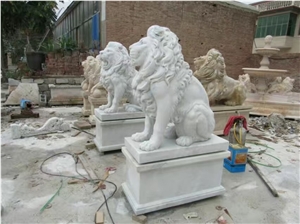 White Marble Lion Sculpture,Garden Stone Lion Statues in Cheap Price