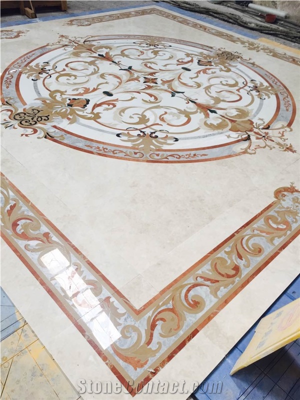 White Marble Medallion Floor Medallion