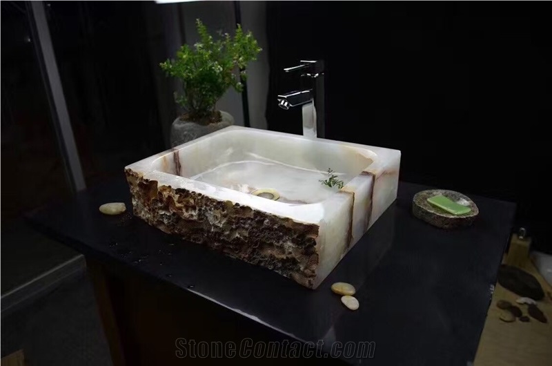 White Marble Square Vanity Basin Sinks Bath-Design