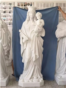 White Marble St Mary Woman Statue with Baby&Western Style Sculptures