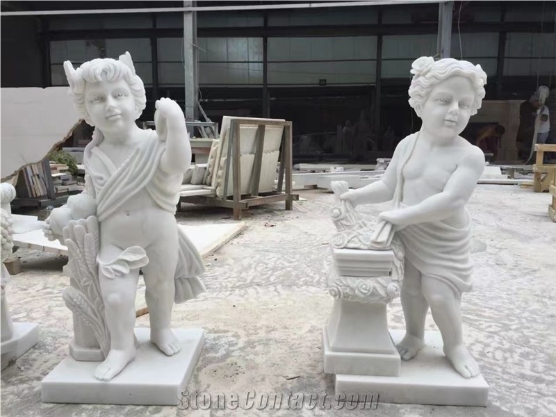 White Marble Stone Carving and Sculpture,Boy Stone Statue