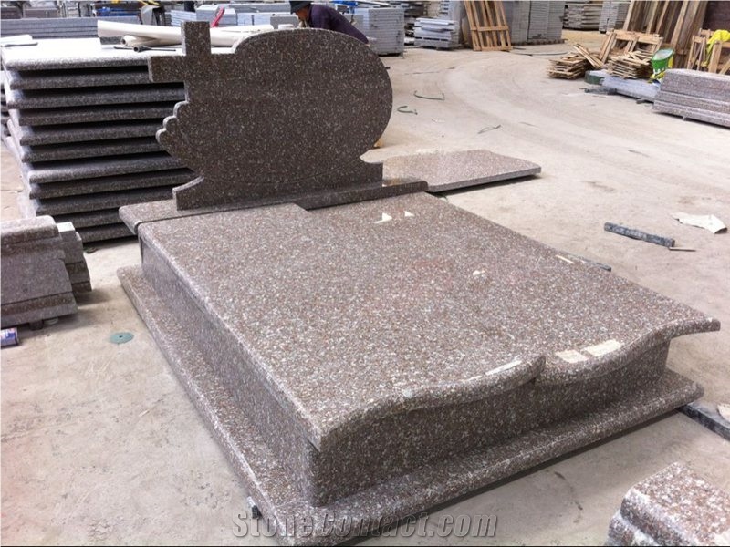 China New G664 G648 Pink Red Granite Poland Design Tombstone Headstone