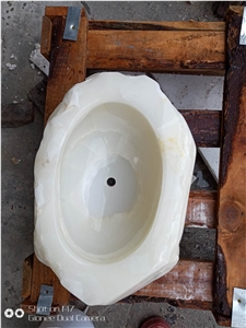 Natural Customize White Onyx Wash Basin Luxury Stone Sink