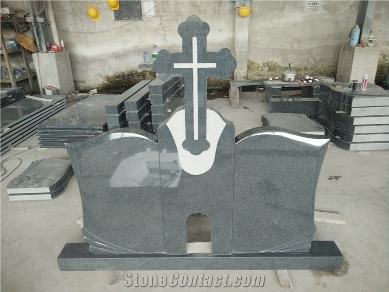 Padang Dark G654 Granite Cross Monuments Tombstone Western Headstones