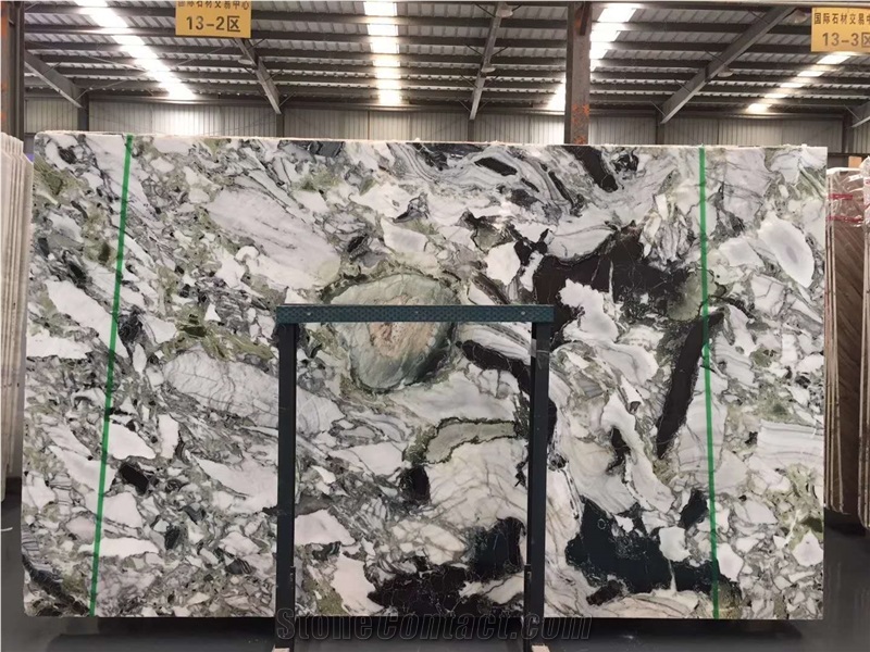 China Ice Connect Marble&Slabs/White Beauty/Chinese Green /Ice Green