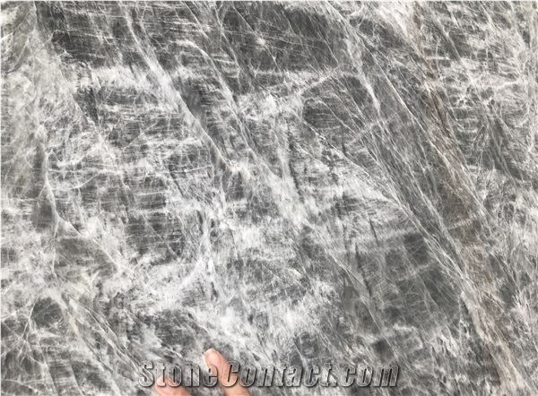 Ice Grey White Marble Slabs and Tiles, Translucent Silver Fox Marble