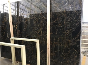 Portoro Gold Marble Slab Tiles Chinese Gold Black Marble