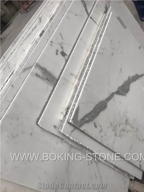 Statuario Venato White Marble Composite Tiles Honeycomb Marble Panel