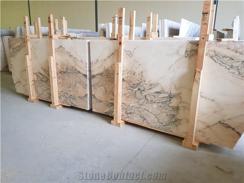 Statuario Rosso Marble, White Marble with Pink Statuario Veins