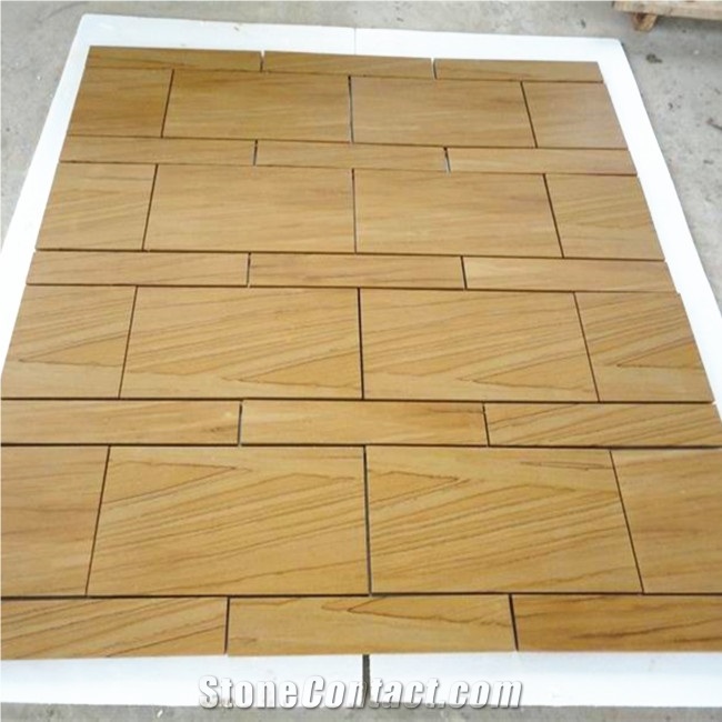 Honed Sandstone Outdoor Tiles Gold Yellow Wall Sandstone Paver Stone