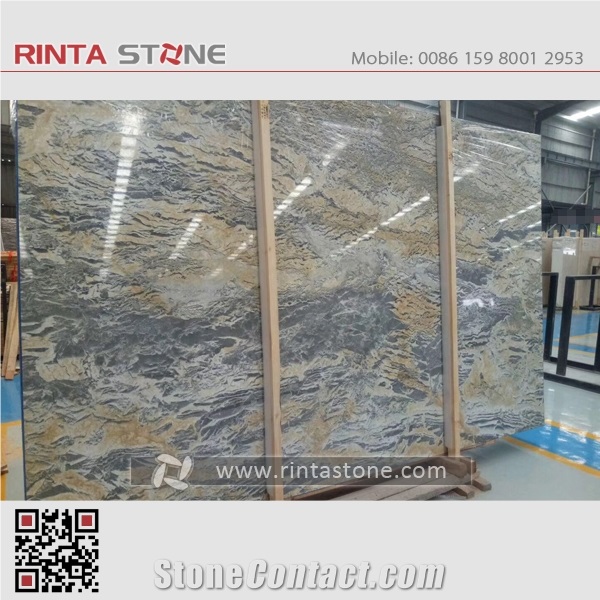 Yunhai Gray Ash Light Brown Marble Silver with Golden Lines